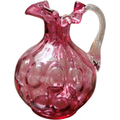 Fenton Dot Optic Cranberry Glass Pitcher Vase