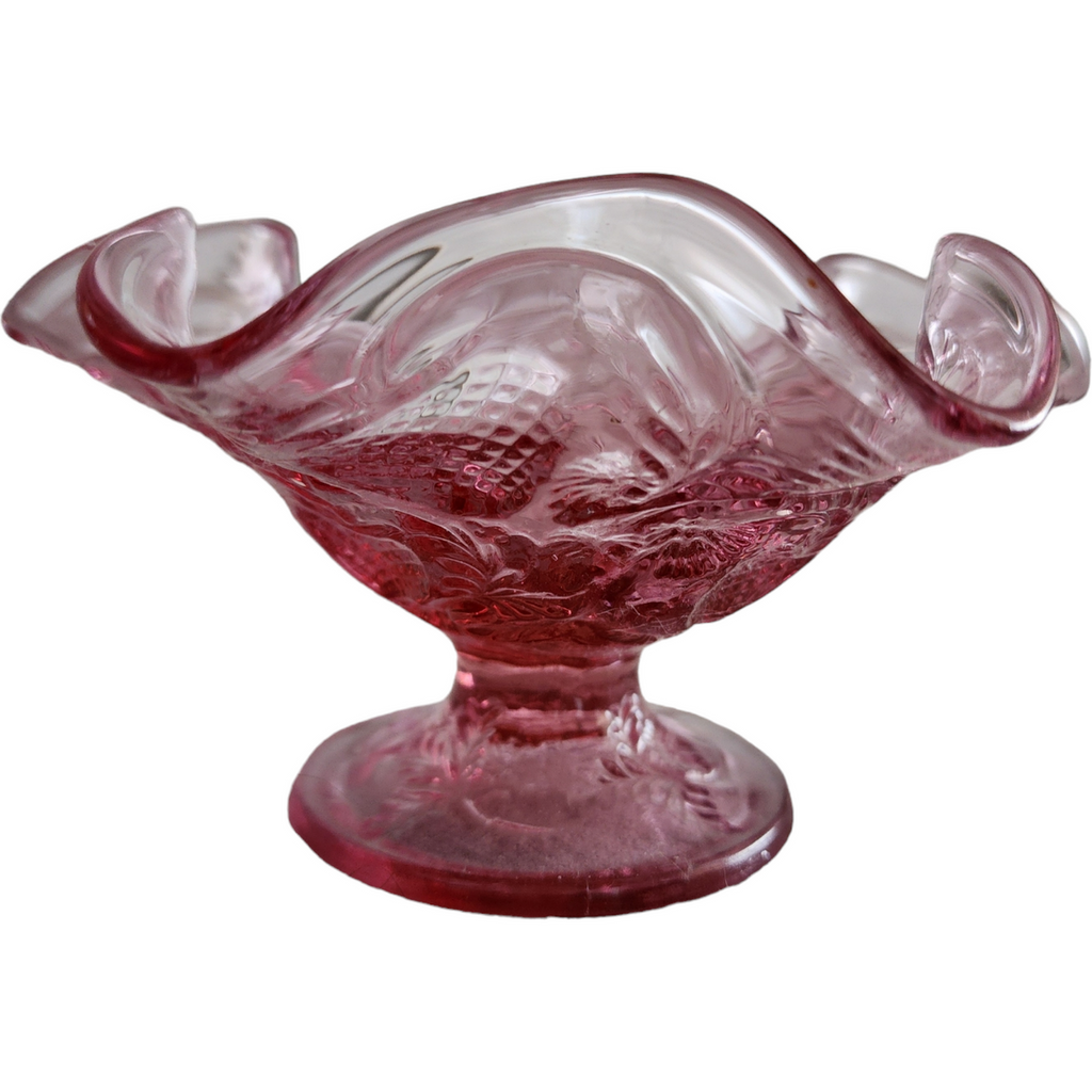 Fenton Dusty Rose Pink Round Crimped Bowl