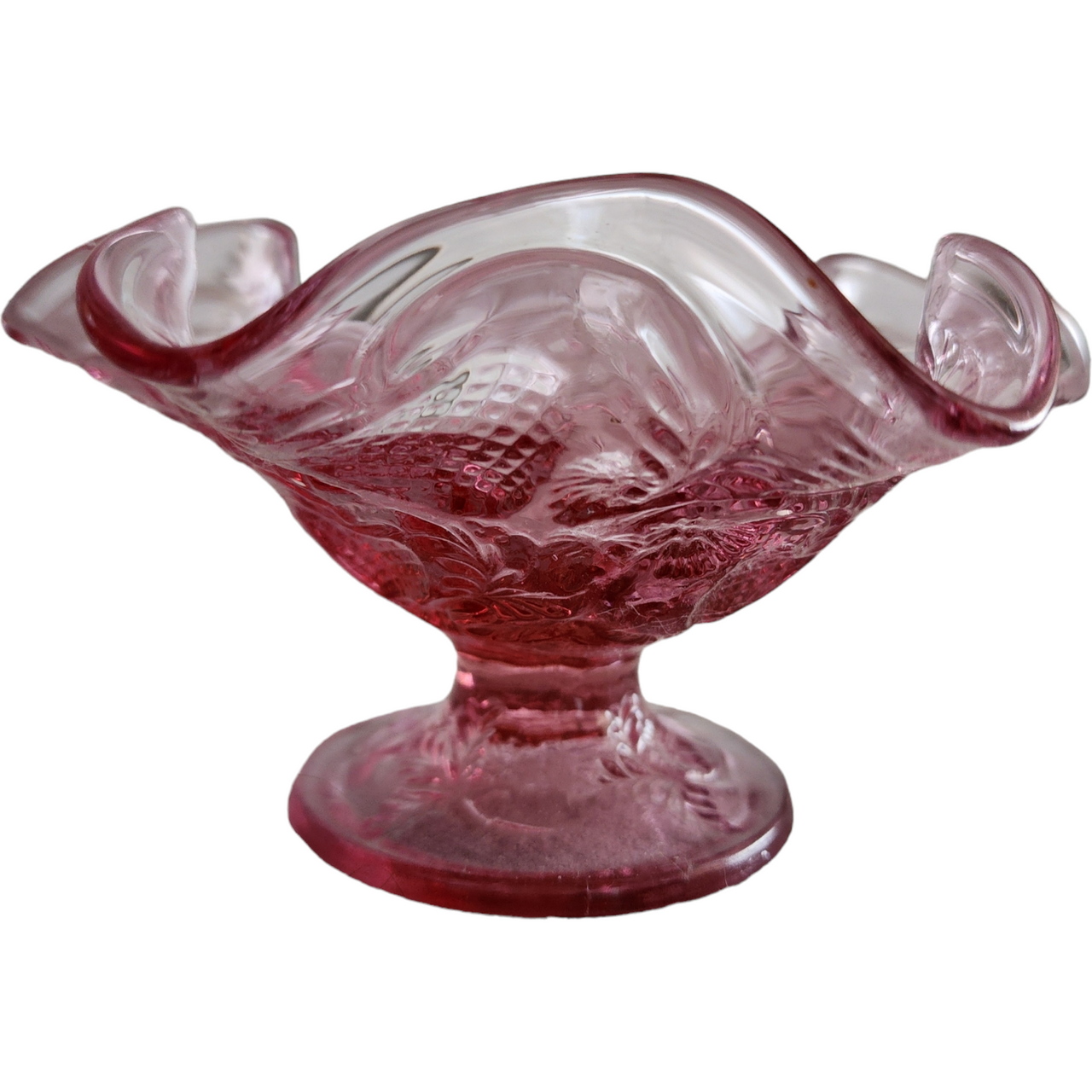 Fenton Dusty Rose Pink Round Crimped Bowl