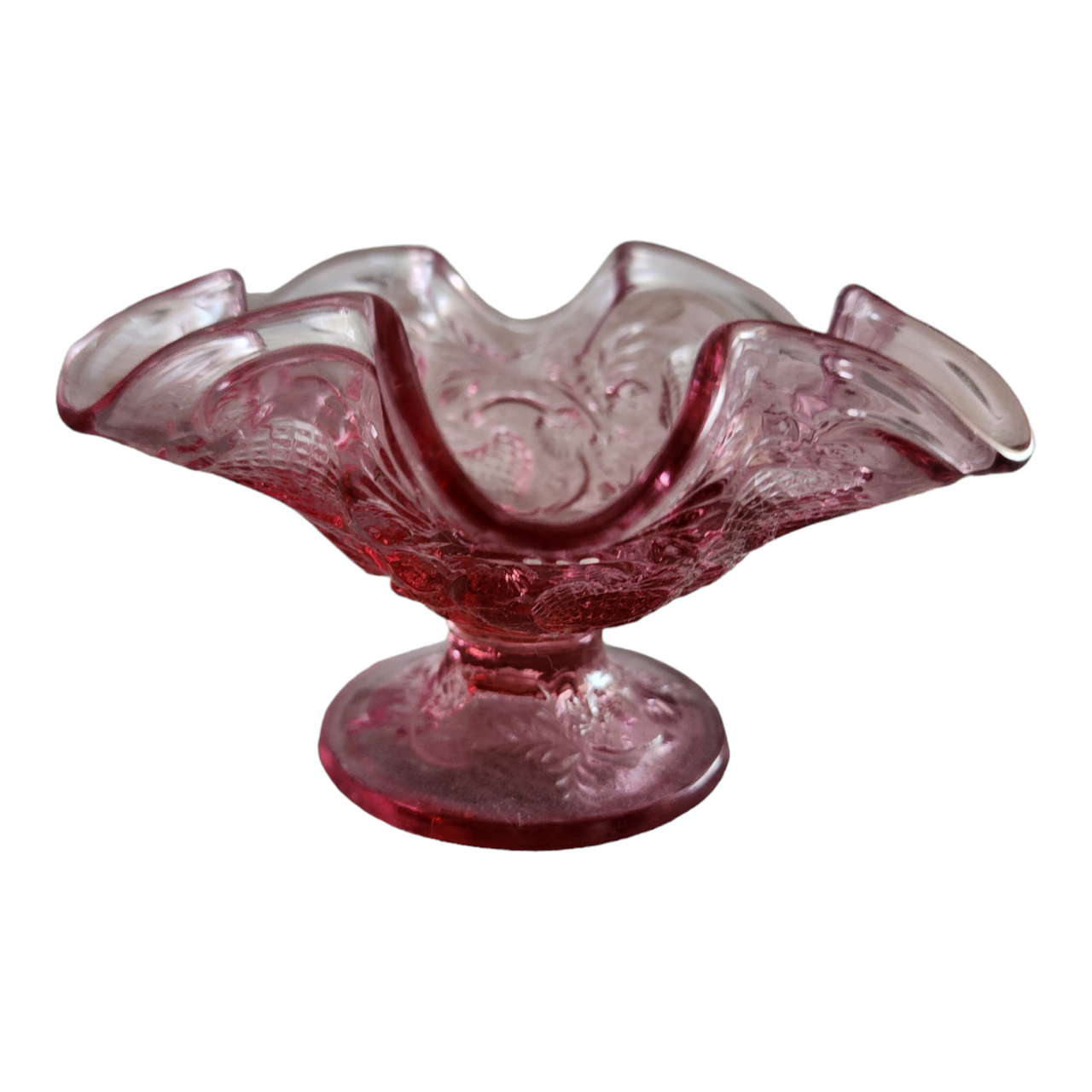 Fenton Dusty Rose Pink Round Crimped Bowl