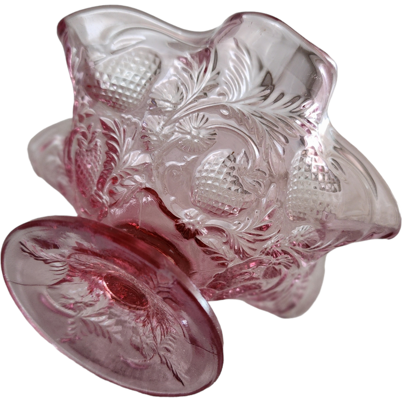 Fenton Dusty Rose Pink Round Crimped Bowl