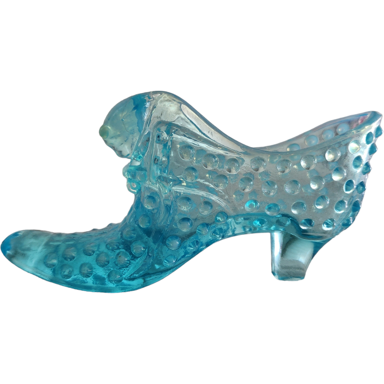 Fenton Hobnail Bluer Opalescent Slipper Vase