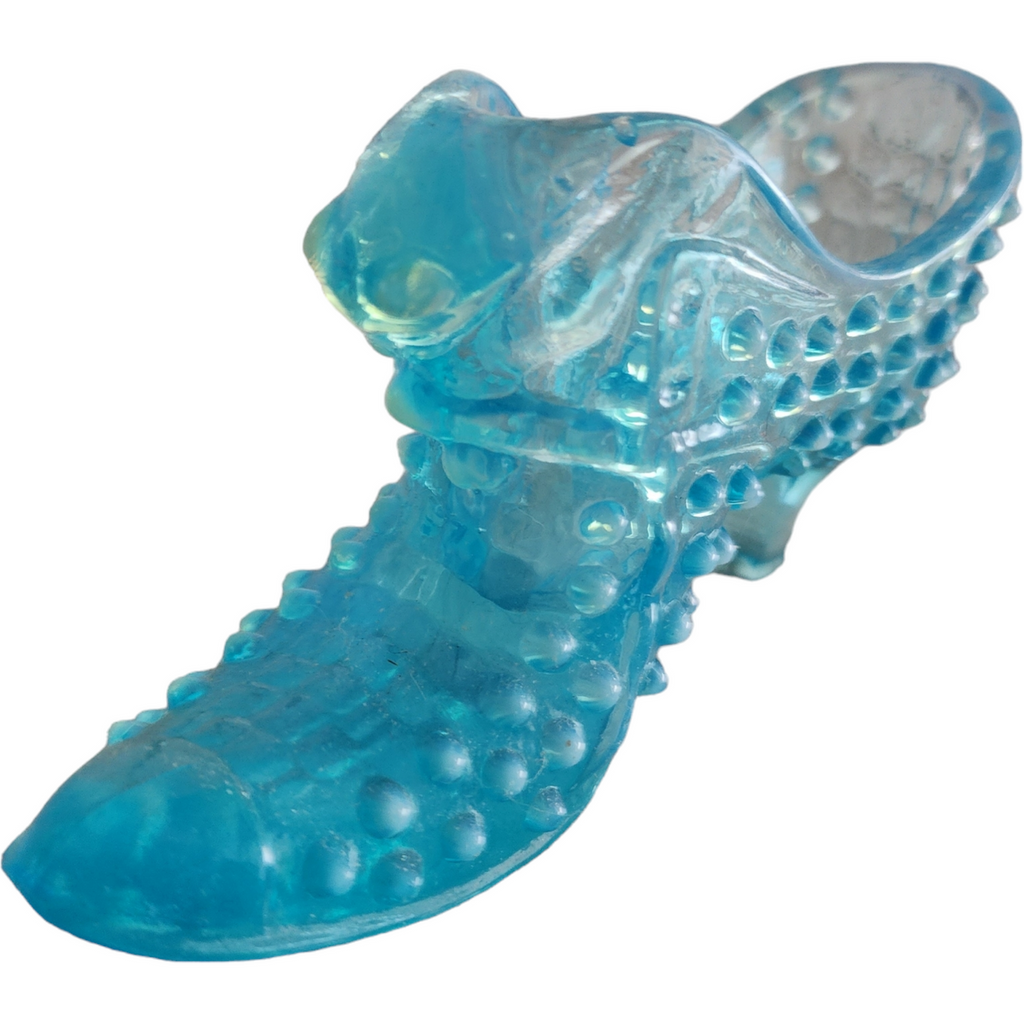 Fenton Hobnail Bluer Opalescent Slipper Vase