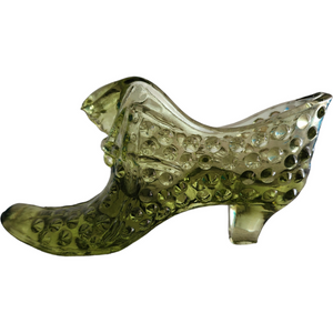 Fenton Hobnail Colonial Green Slipper Vase