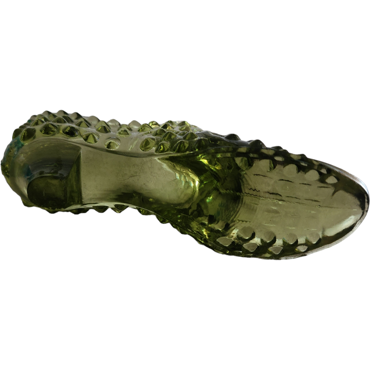 Fenton Hobnail Colonial Green Slipper Vase