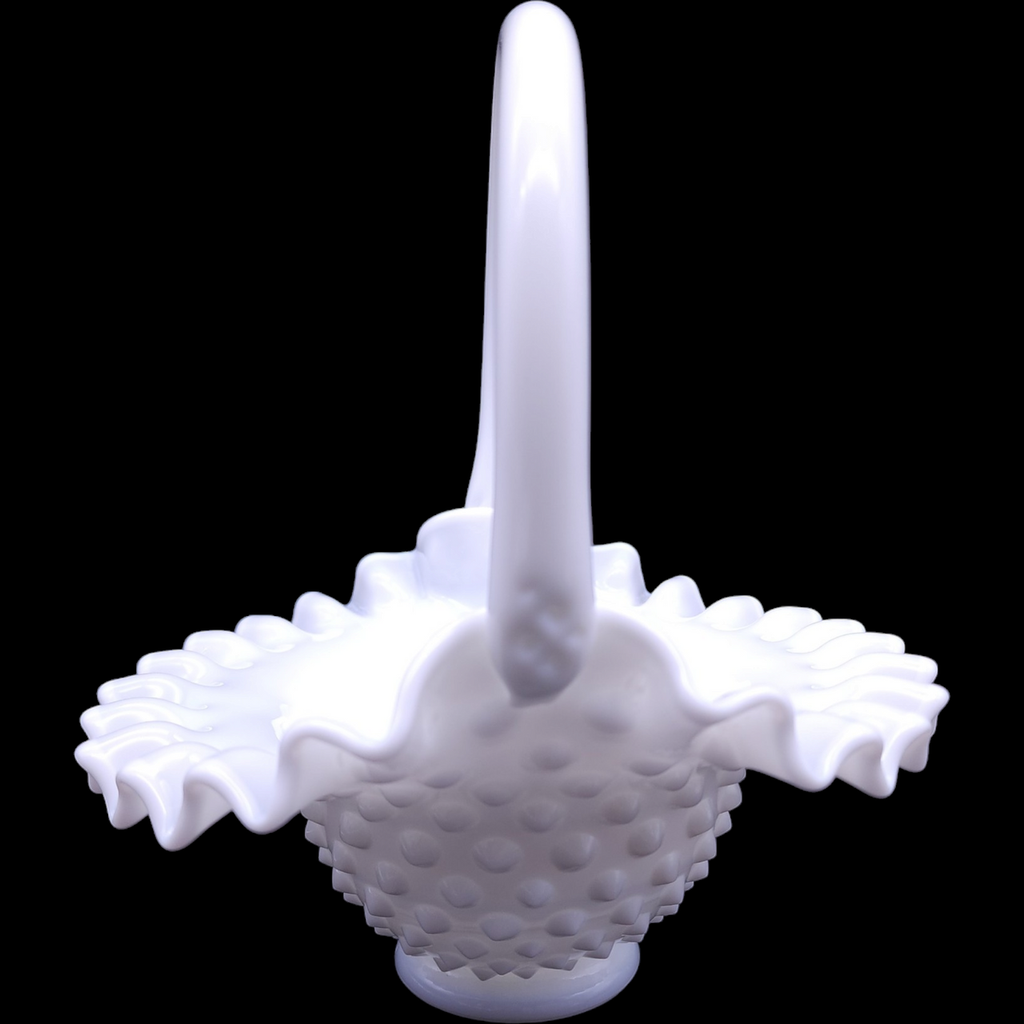 Fenton Hobnail Milk Glass 8" Basket