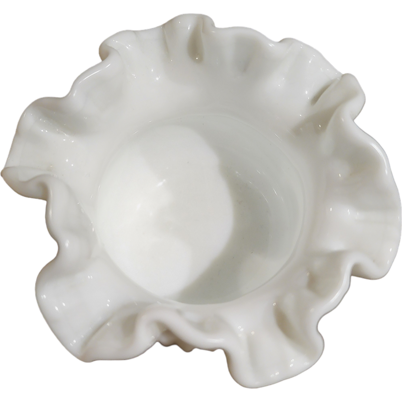 Fenton Hobnail Milk Glass Double Crimped Vase