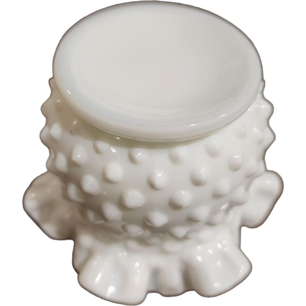 Fenton Hobnail Milk Glass Double Crimped Vase
