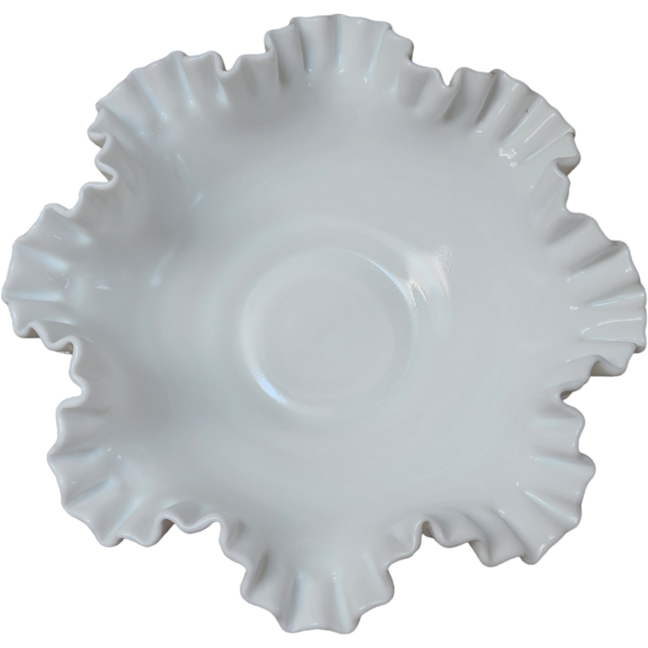 Fenton Hobnail Milk Glass Round Double Crimped Bowl