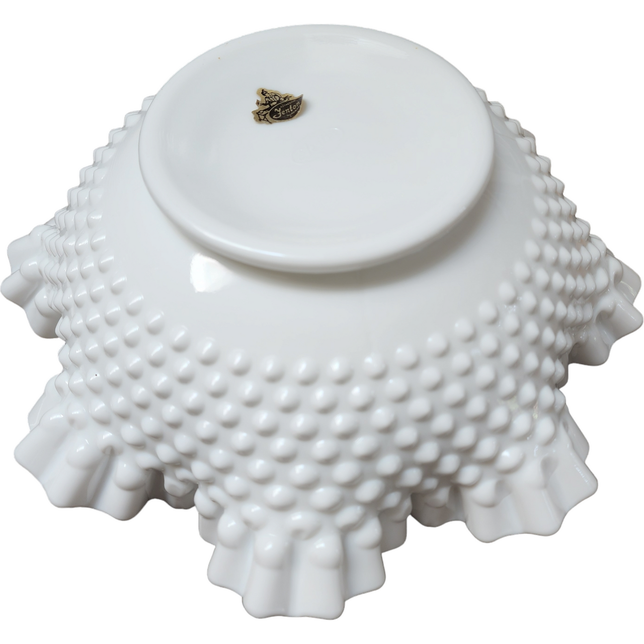 Fenton Hobnail Milk Glass Round Double Crimped Bowl