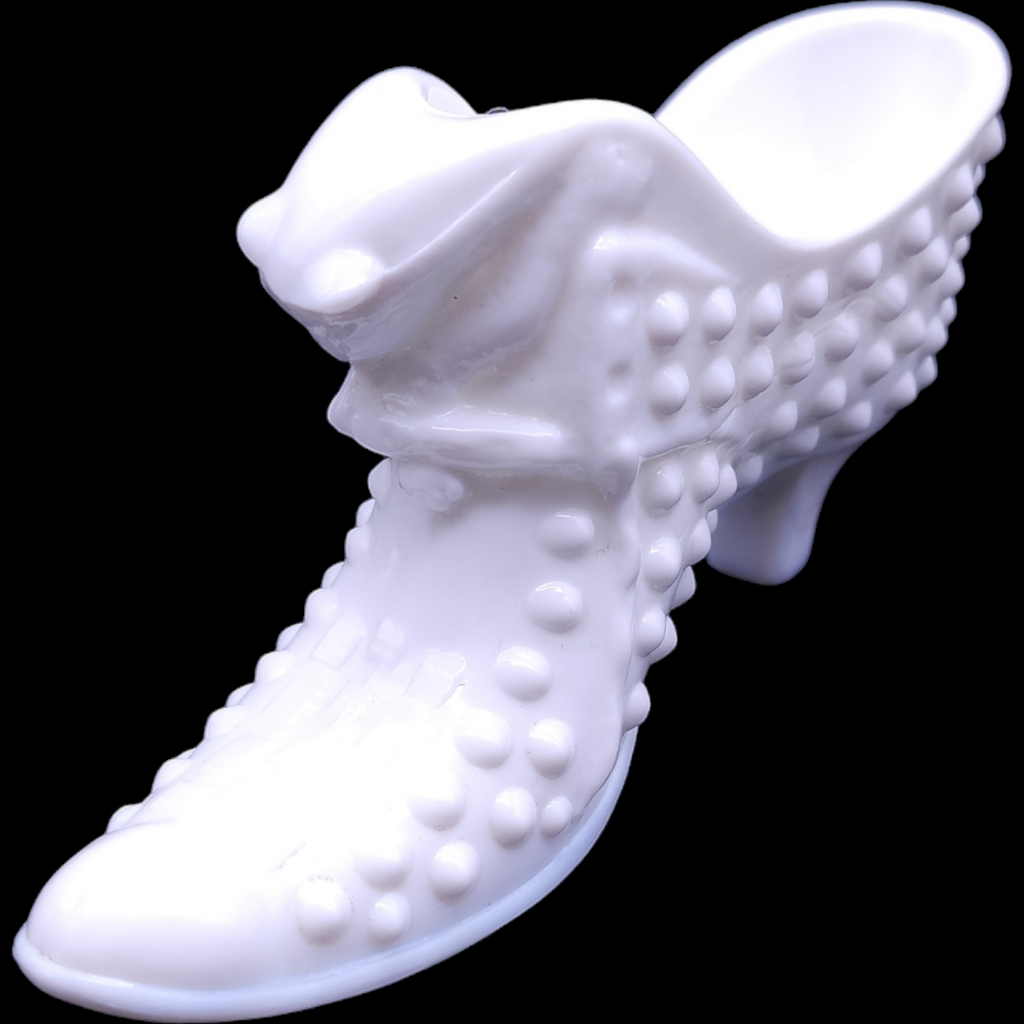 Fenton Hobnail Milk Glass Slipper