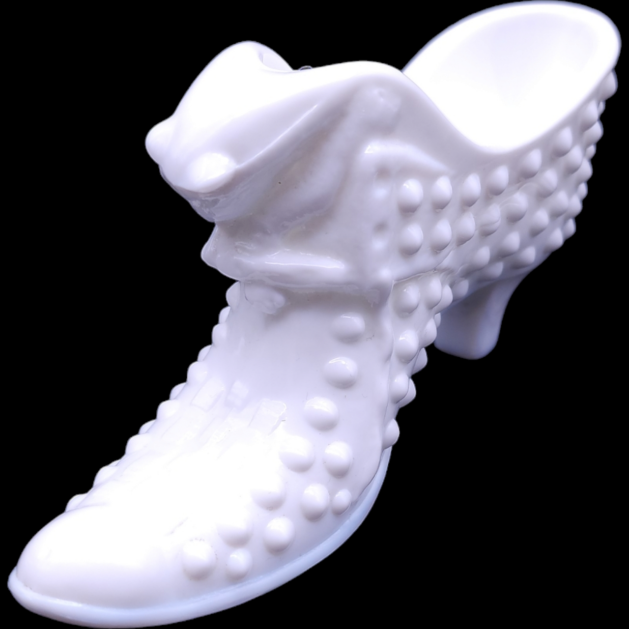 Fenton Hobnail Milk Glass Slipper