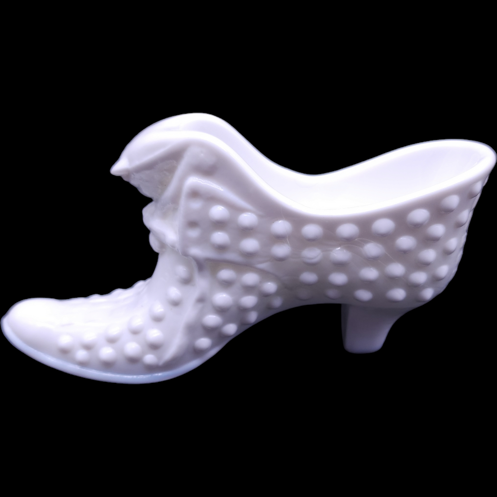 Fenton Hobnail Milk Glass Slipper