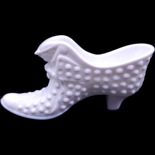 Fenton Hobnail Milk Glass Slipper