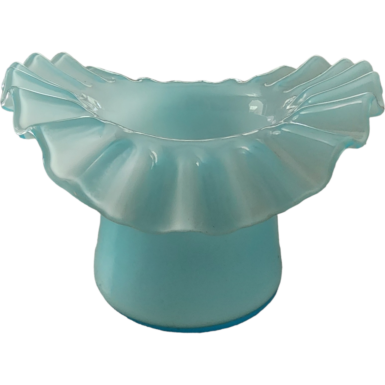 Fenton Pale Aqua Powder Blue Blue Overlay Topper Top Hat Vase