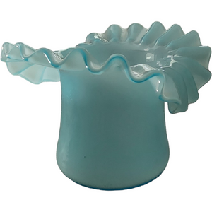 Fenton Pale Aqua Powder Blue Blue Overlay Topper Top Hat Vase