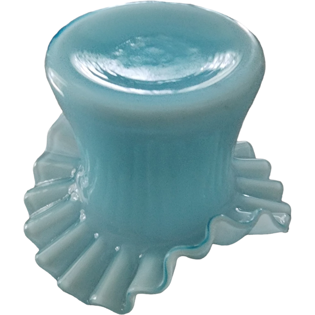 Fenton Pale Aqua Powder Blue Blue Overlay Topper Top Hat Vase