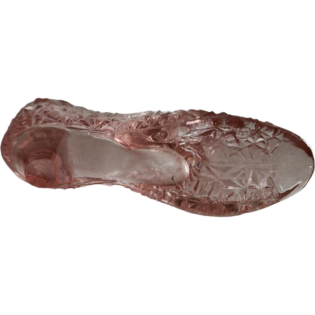 Fenton Pink Glass Slipper with Kitten Vase