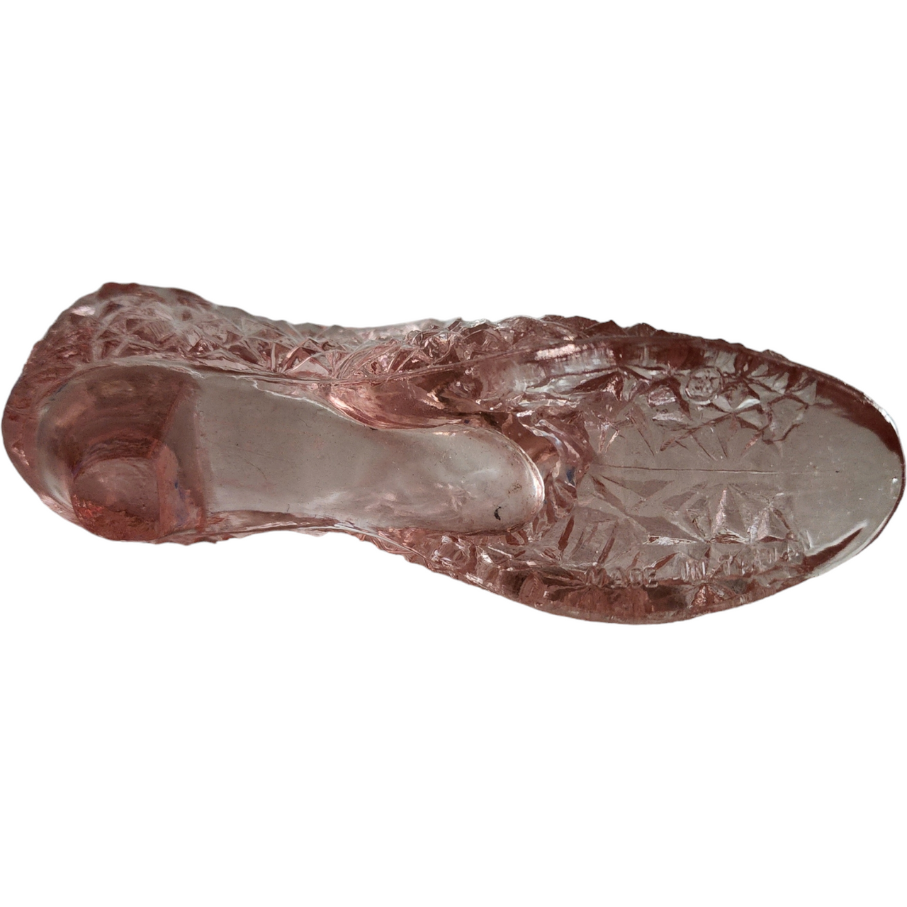 Fenton Pink Glass Slipper with Kitten Vase