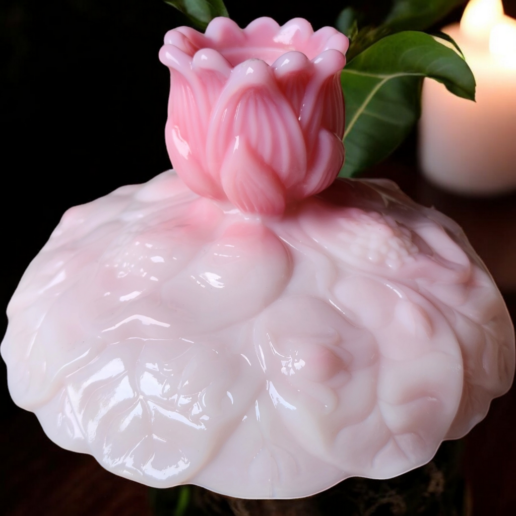 Fenton Rosalene Pink Water Lily Candle Holder