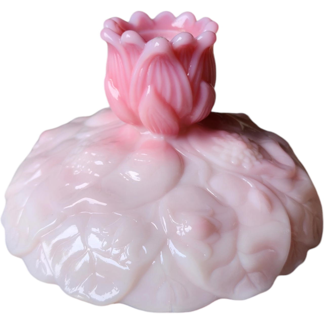 Fenton Rosalene Pink Water Lily Candle Holder