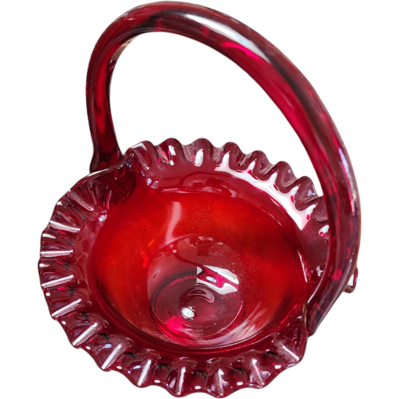 Fenton Ruby Red Pressed Glass Basket