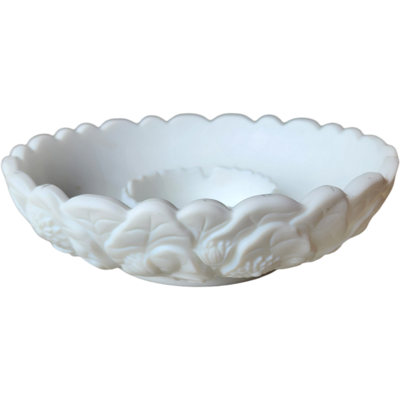 Fenton White Satin Ashtray, Chip & Dip or Candle Bowl