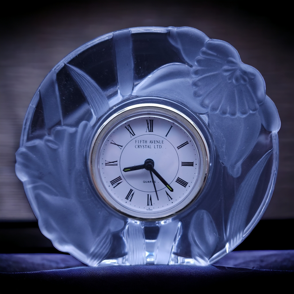 Fifth Avenue Crystal Ltd Clock Frosted Quartz Movement Japan