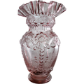 Floral Pink Glass Ruffled Vase Portugal