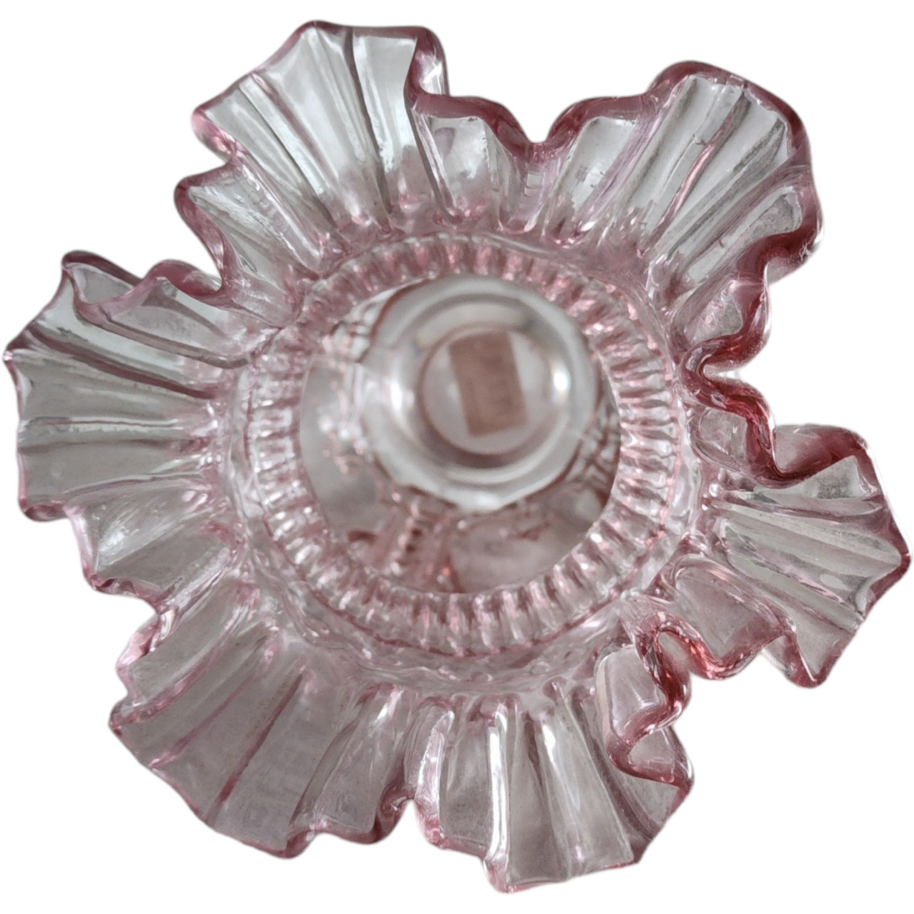 Floral Pink Glass Ruffled Vase Portugal