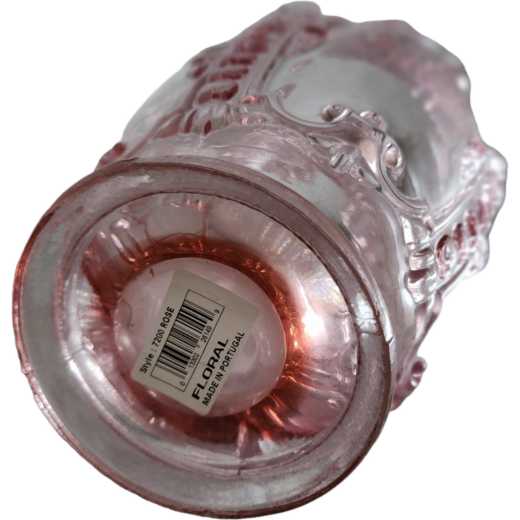 Floral Pink Glass Ruffled Vase Portugal
