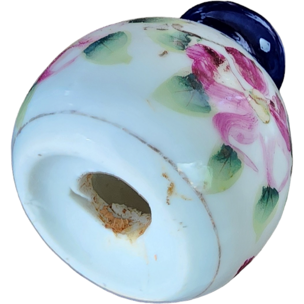Flow Blue Hand Painted Floral Salt or Pepper Shakers Japan