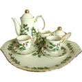 Baum Brothers Formalities Yellow Backgound, Pink Chintz Flowers10 Pc Miniature Tea Set