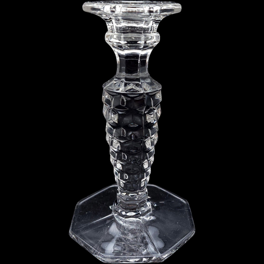 Fostoria American Clear Glass Octagonal Base Single Candlestick Holder