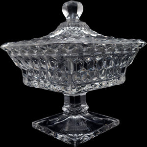 8" Fostoria American Clear Glass Pedestal Covered Wedding Bowl Dish with Lid