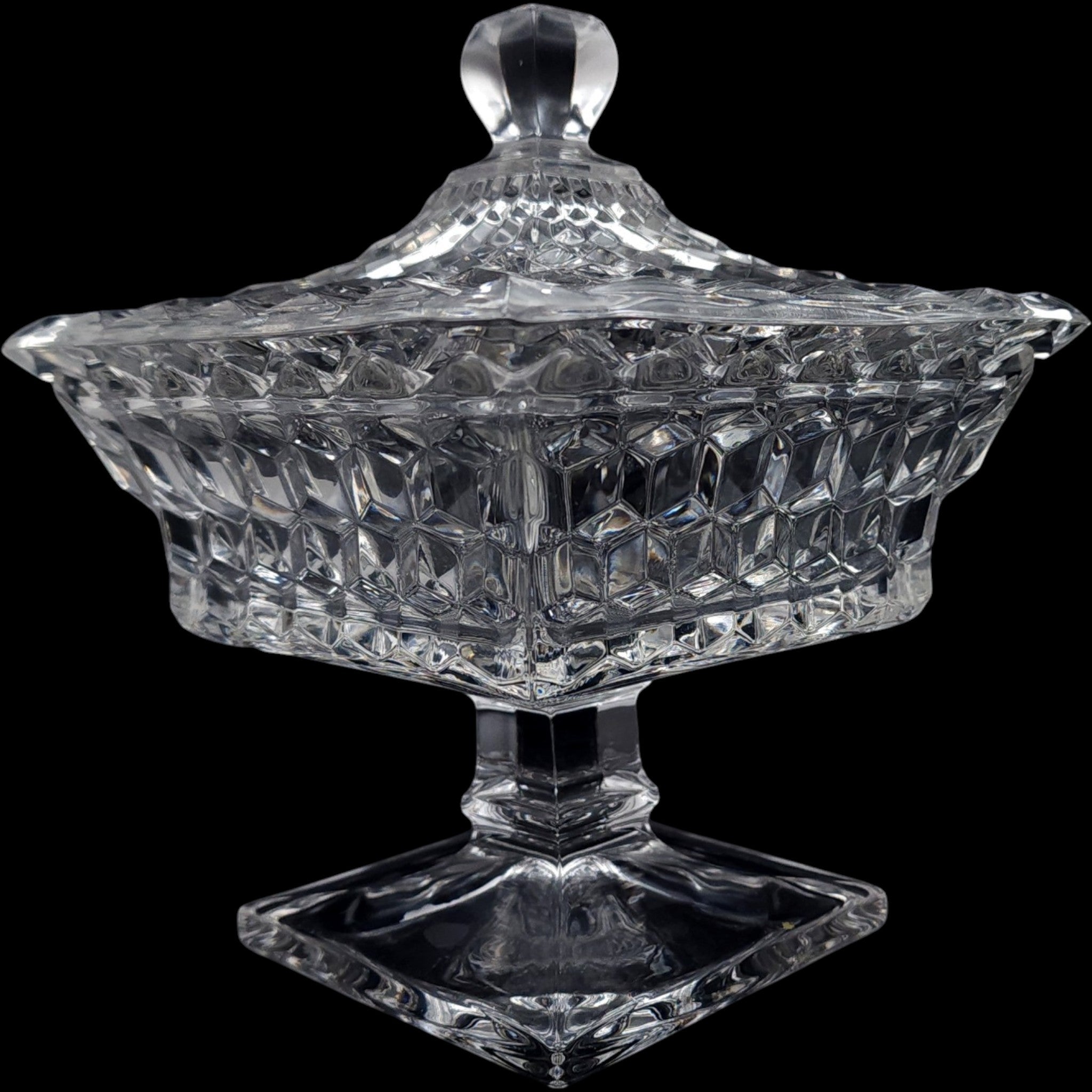 8" Fostoria American Clear Glass Pedestal Covered Wedding Bowl Dish with Lid