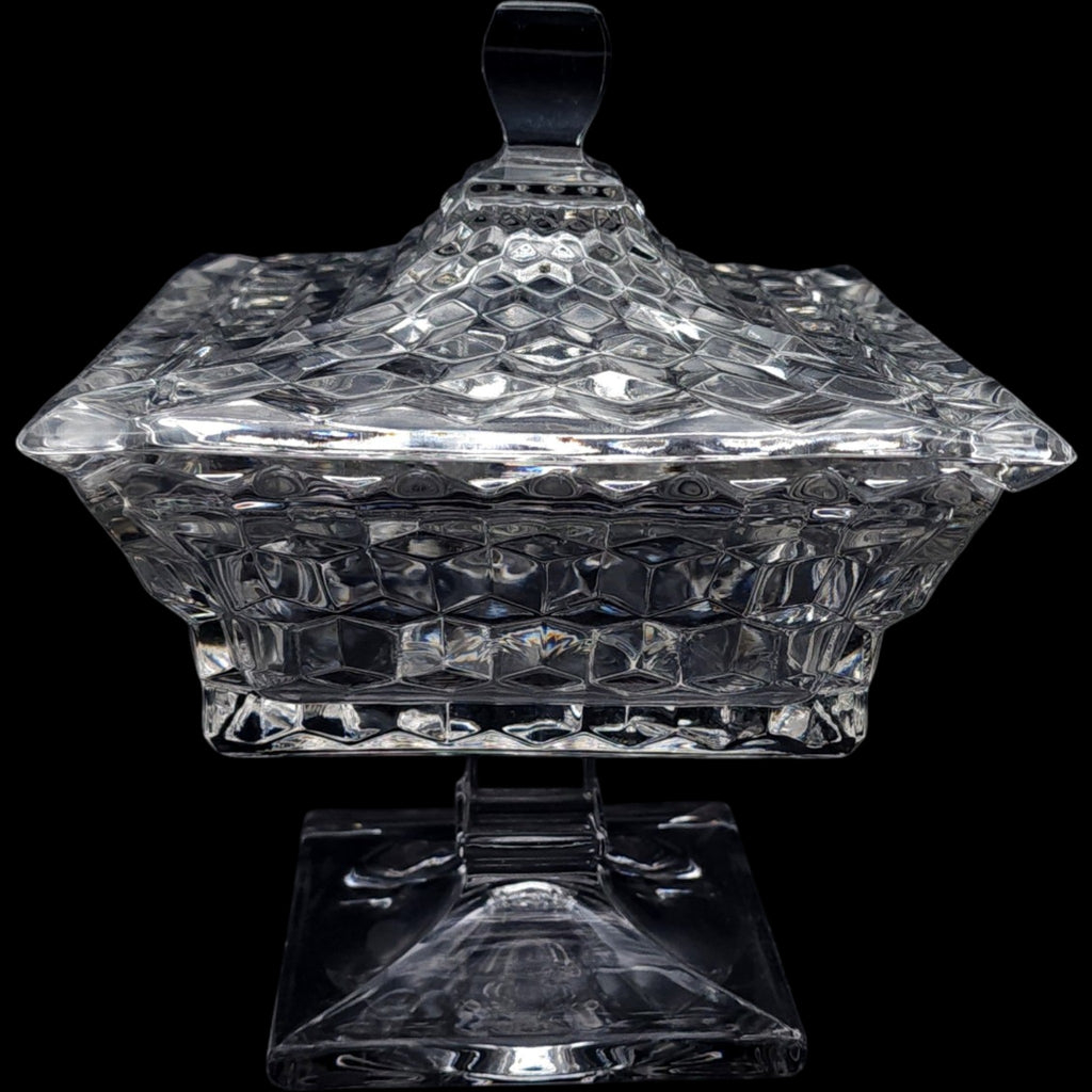 8" Fostoria American Clear Glass Pedestal Covered Wedding Bowl Dish with Lid