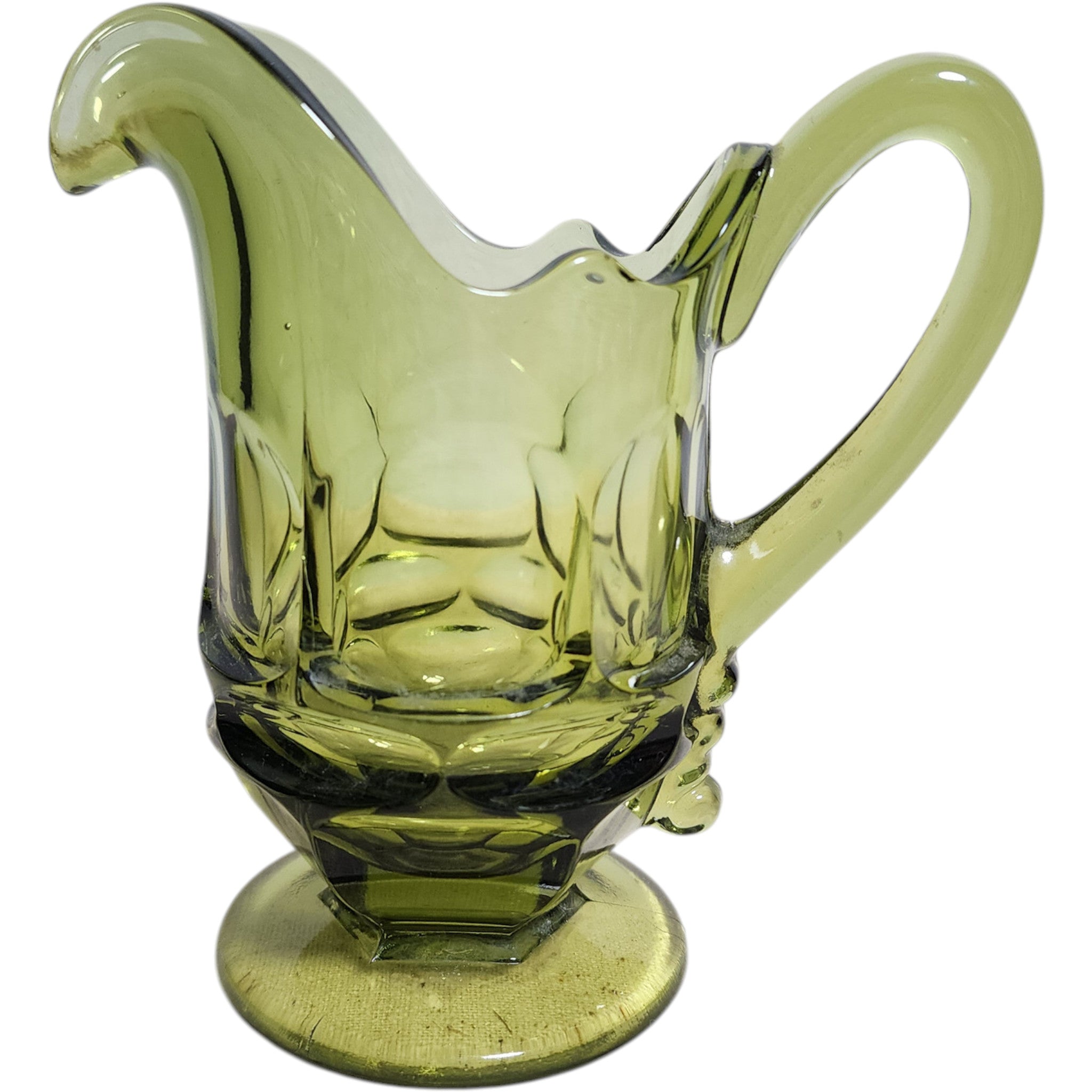 Fostoria Argus Green Glass Creamer Pitcher