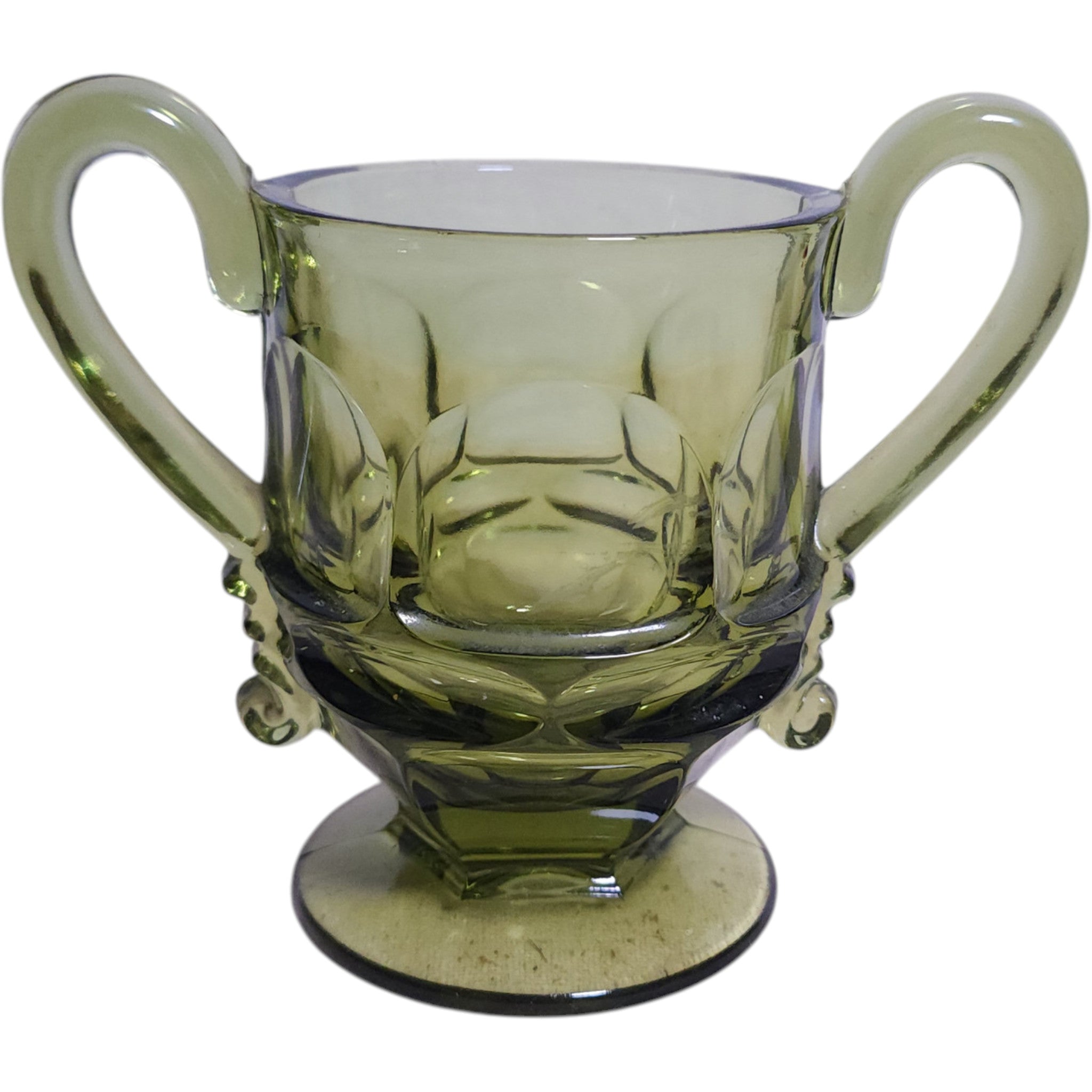 Fostoria Argus Green Glass Open Sugar Bowl