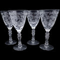 Fostoria Chintz Etched Claret Wine Glasses Set of 4
