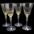 Fostoria Topaz Blown Glass Wine Glasses Set of 4