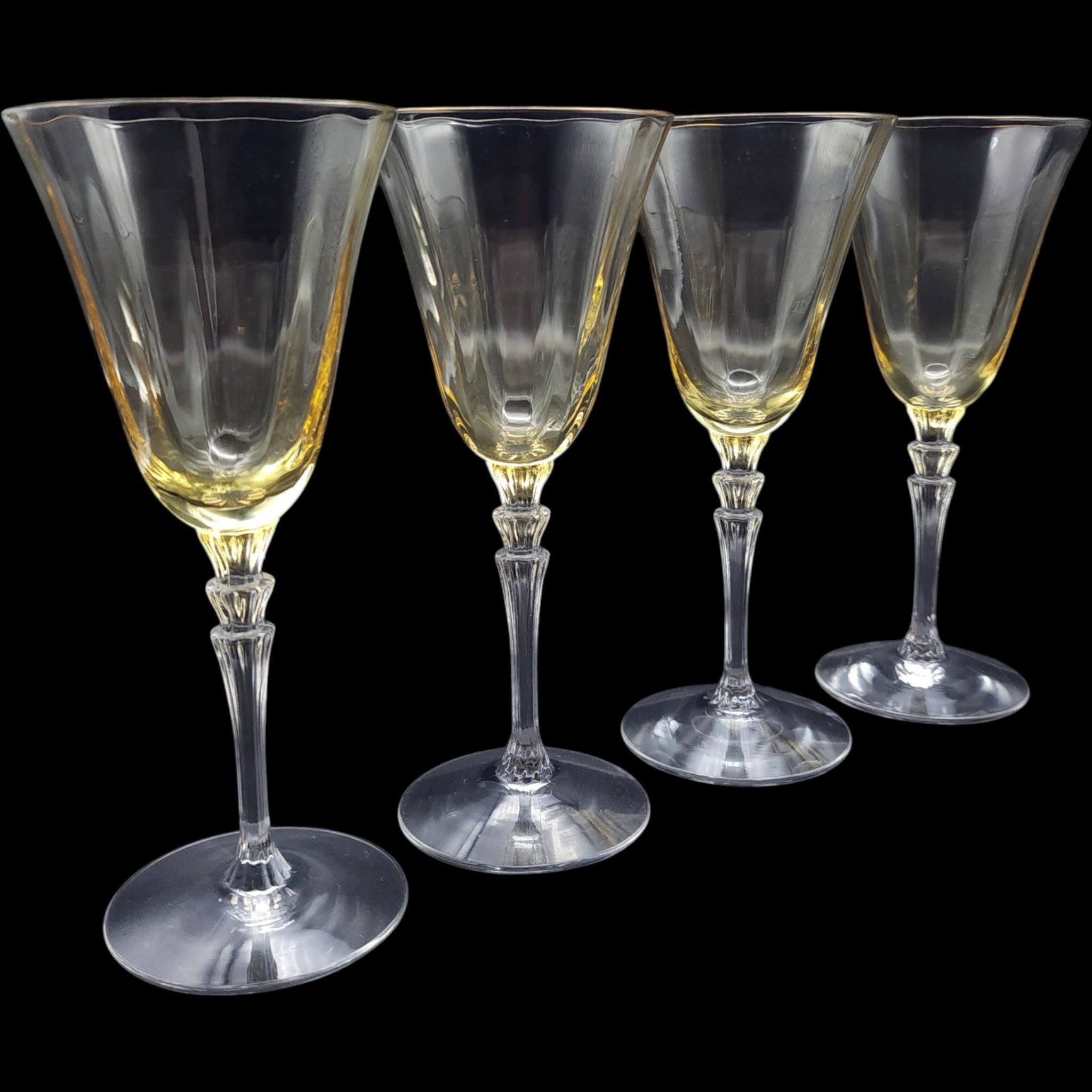 Fostoria Topaz Blown Glass Wine Glasses Set of 4