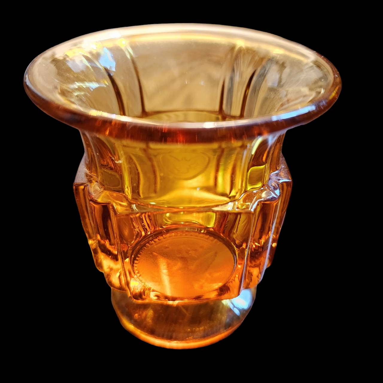 Fostoria Coin Glass Amber Footed Cigarette Urn