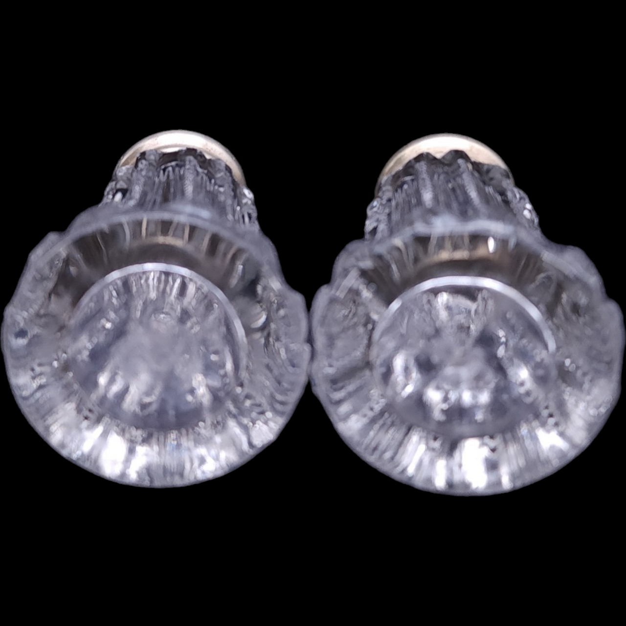 Fostoria Groove Ridges Salt & Pepper Shaker Set with Metal Lids
