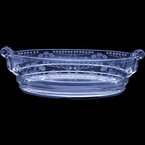 Fostoria Manor Clear Etch Oval Handled Bowl