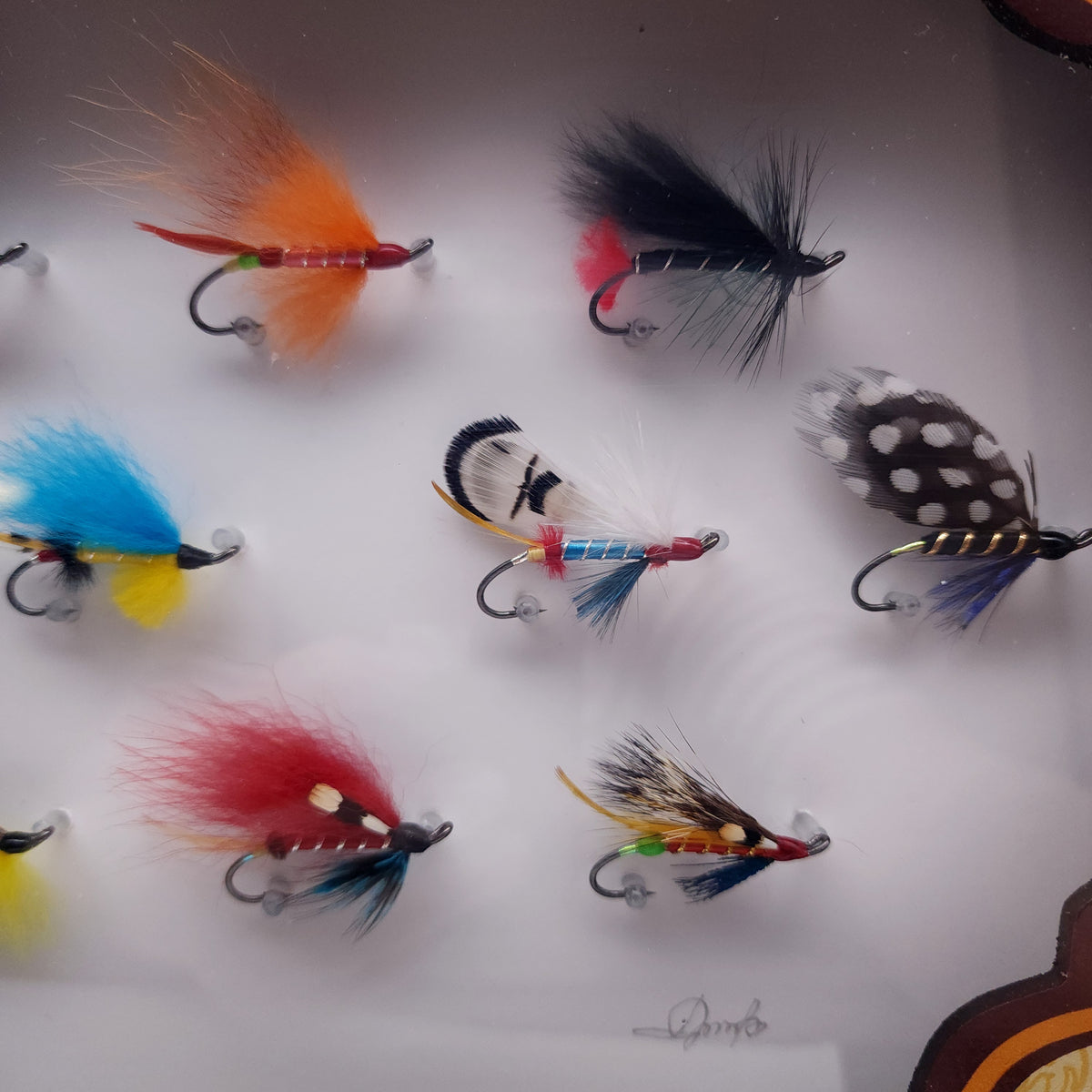 Framed Fly Fishing Lures Shadowbox Wall Art  Classic Tied Flies Displa