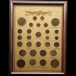 Framed U.S. 20th Century Coin Collection Wall Display
