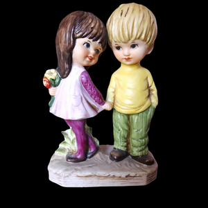 Fran Mar Moppets Figurine Boy & Girl Holding Hands 1971