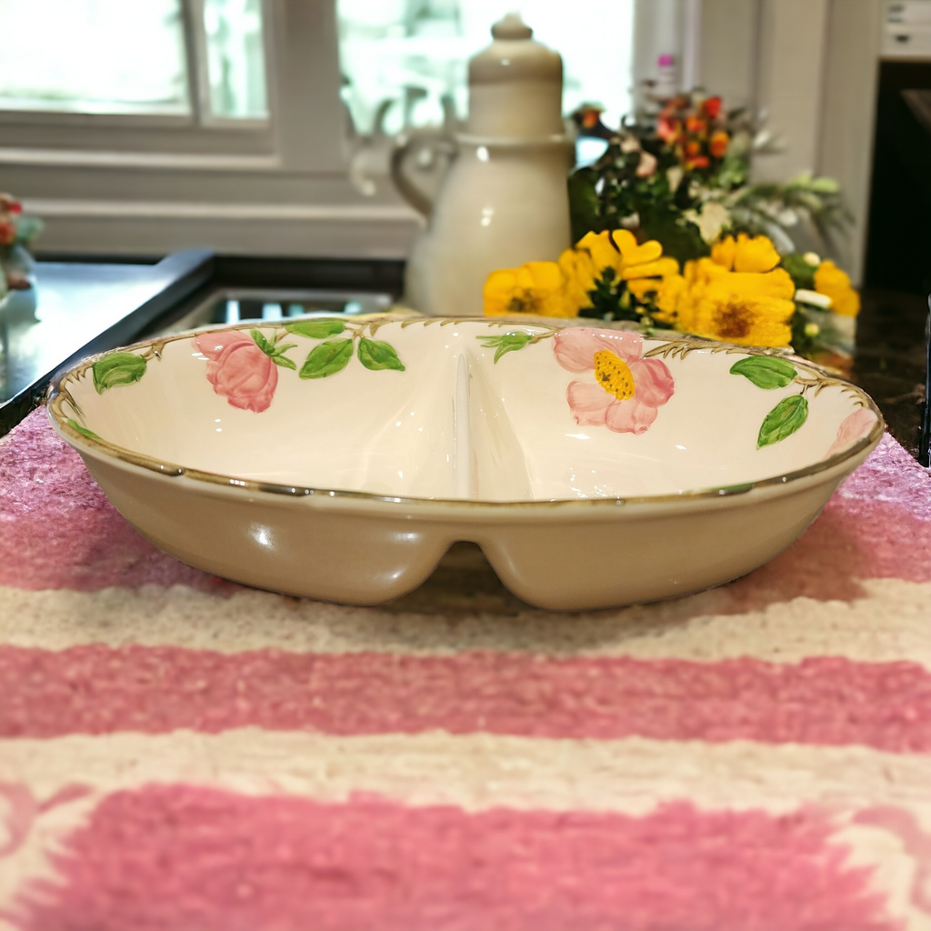 Franciscan Desert Rose  10" Oval Divided Vegetable Bowl USA Backstamp