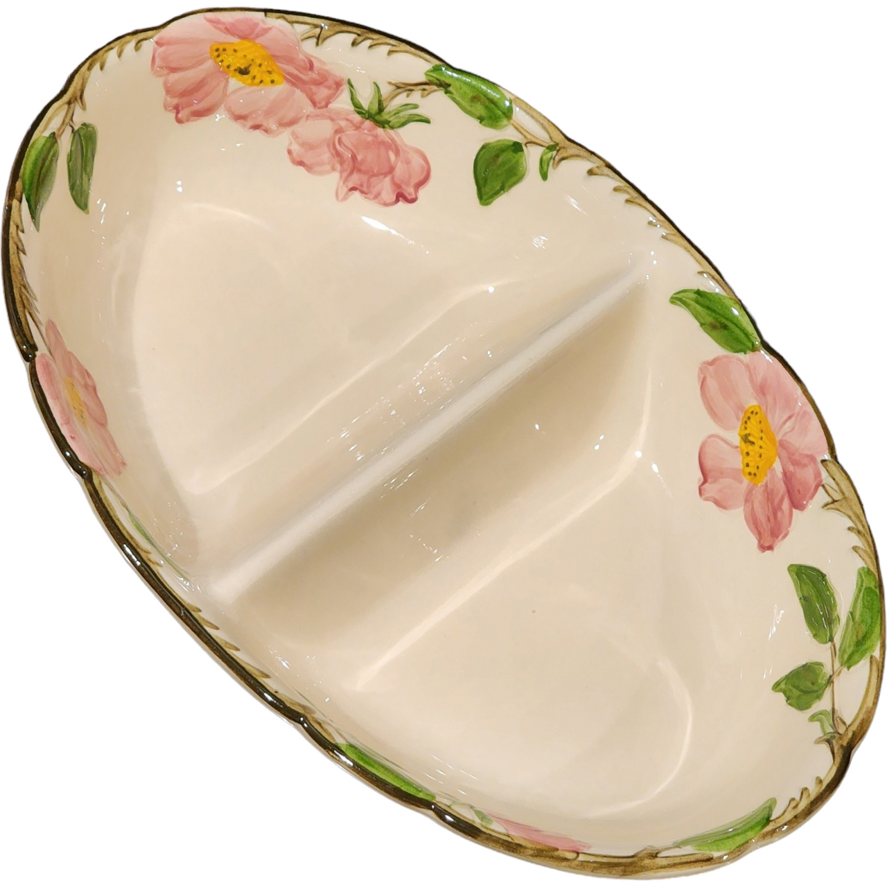 Franciscan Desert Rose  10" Oval Divided Vegetable Bowl USA Backstamp